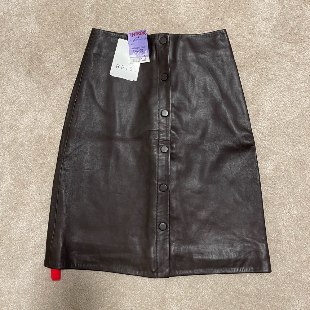 Reiss leathers skirt nwt